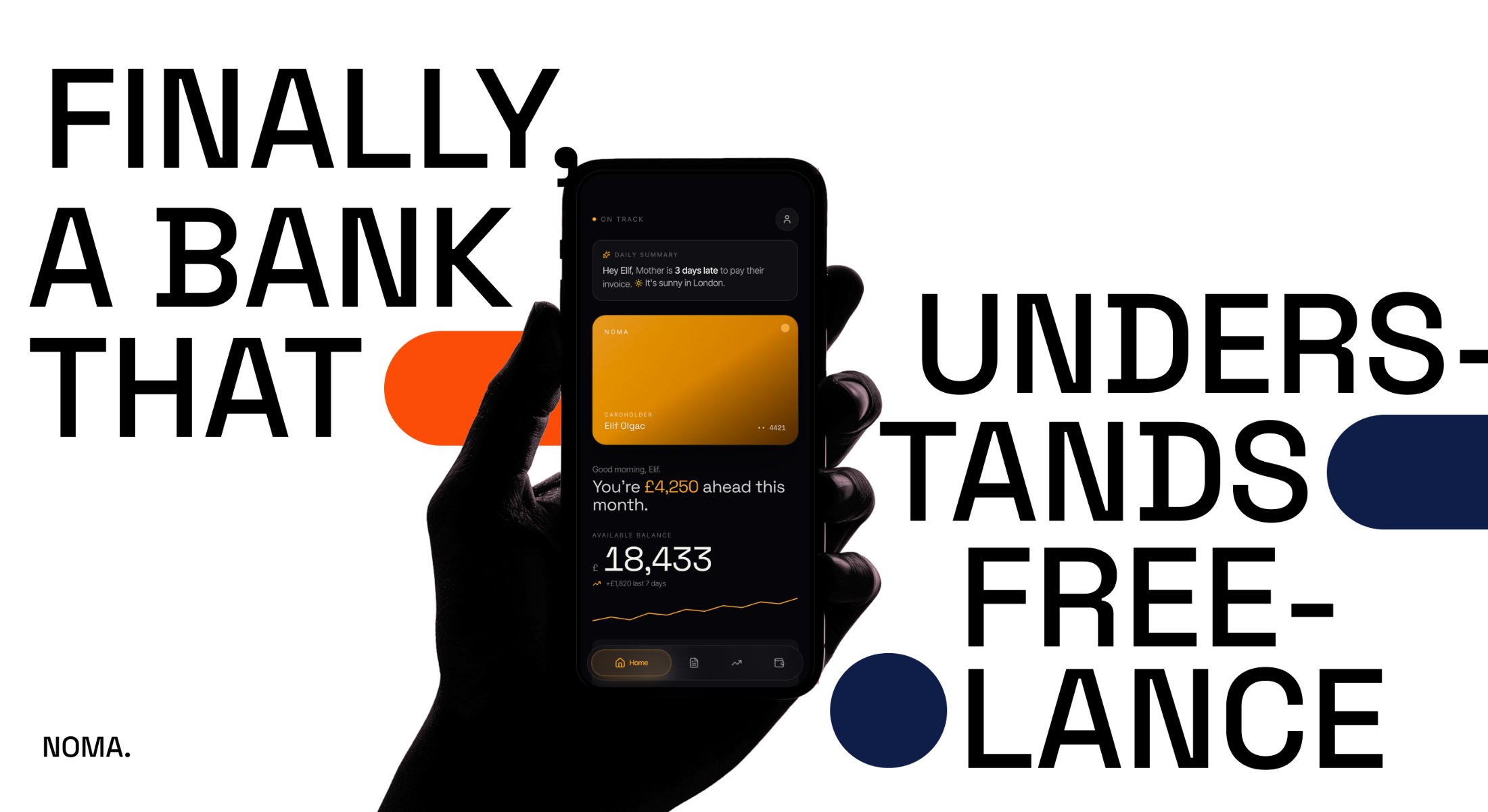NOMA billboard — finally, a bank that understands freelance